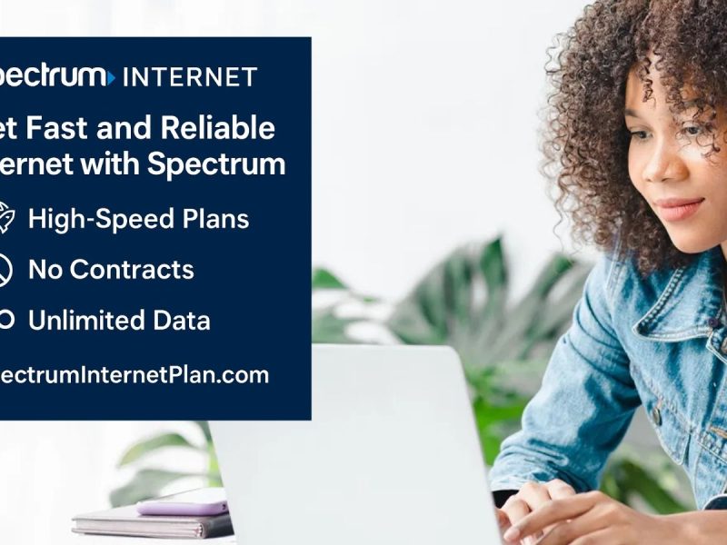 Spectrum Internet benefits including high-speed plans, no contracts, and unlimited data with SpectrumInternetPlan.com branding